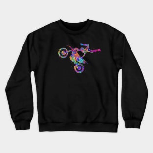 Motocross freestyle watercolor art Crewneck Sweatshirt